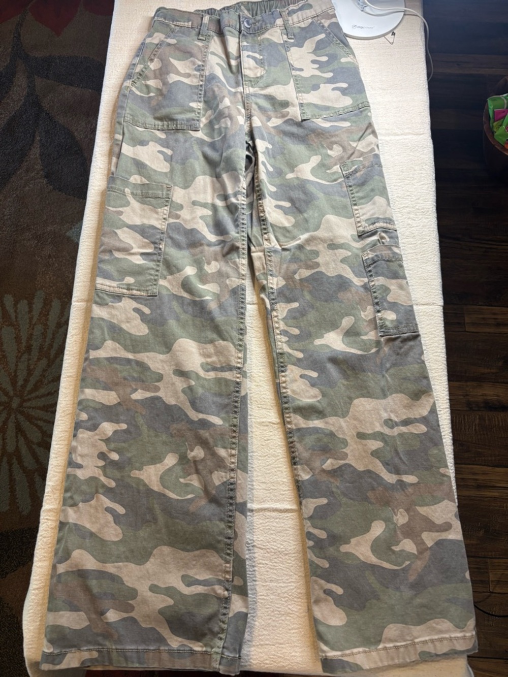 No Boundaries Women's Camo Cargo Pants in Green, Tan, Brown